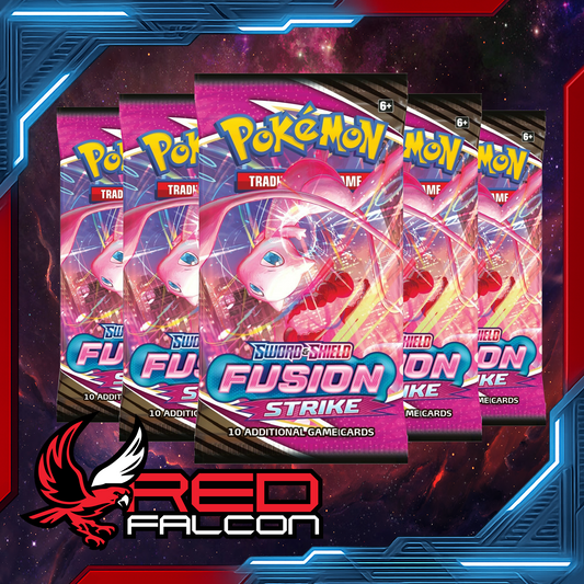 Bundle of 10 Pokémon TCG Fusion Strike booster packs from the Sword and Shield expansion
