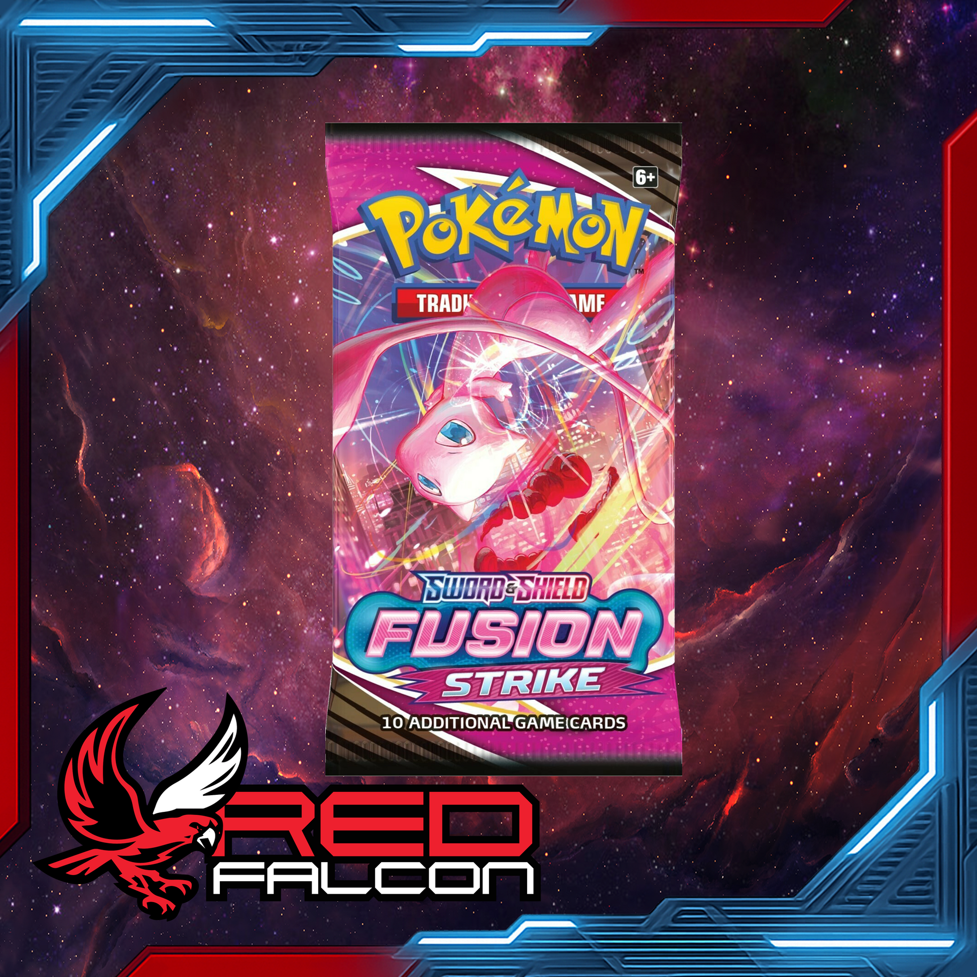 Pokémon TCG Fusion Strike booster pack with Pokémon V and VMAX cards
