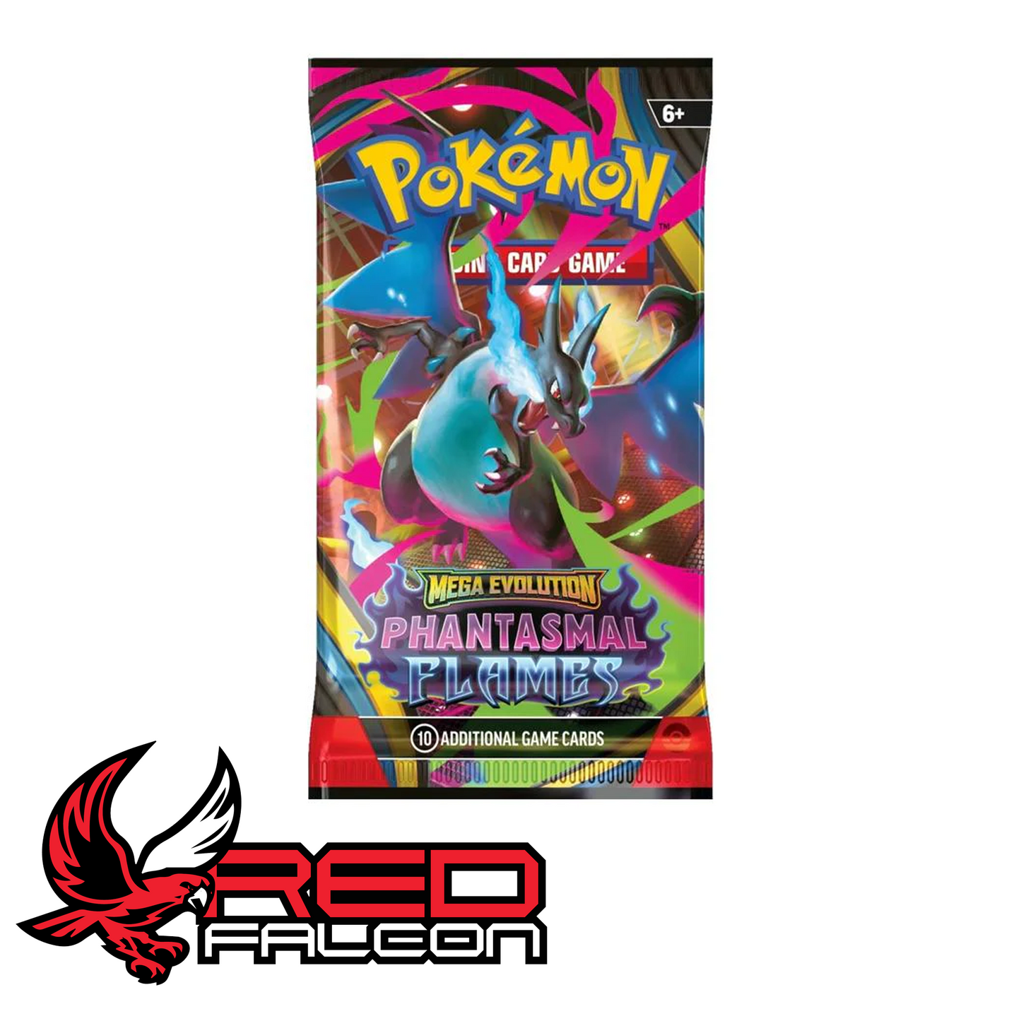 A single booster pack from the Mega Evolution – Phantasmal Flames expansion included in the collection.