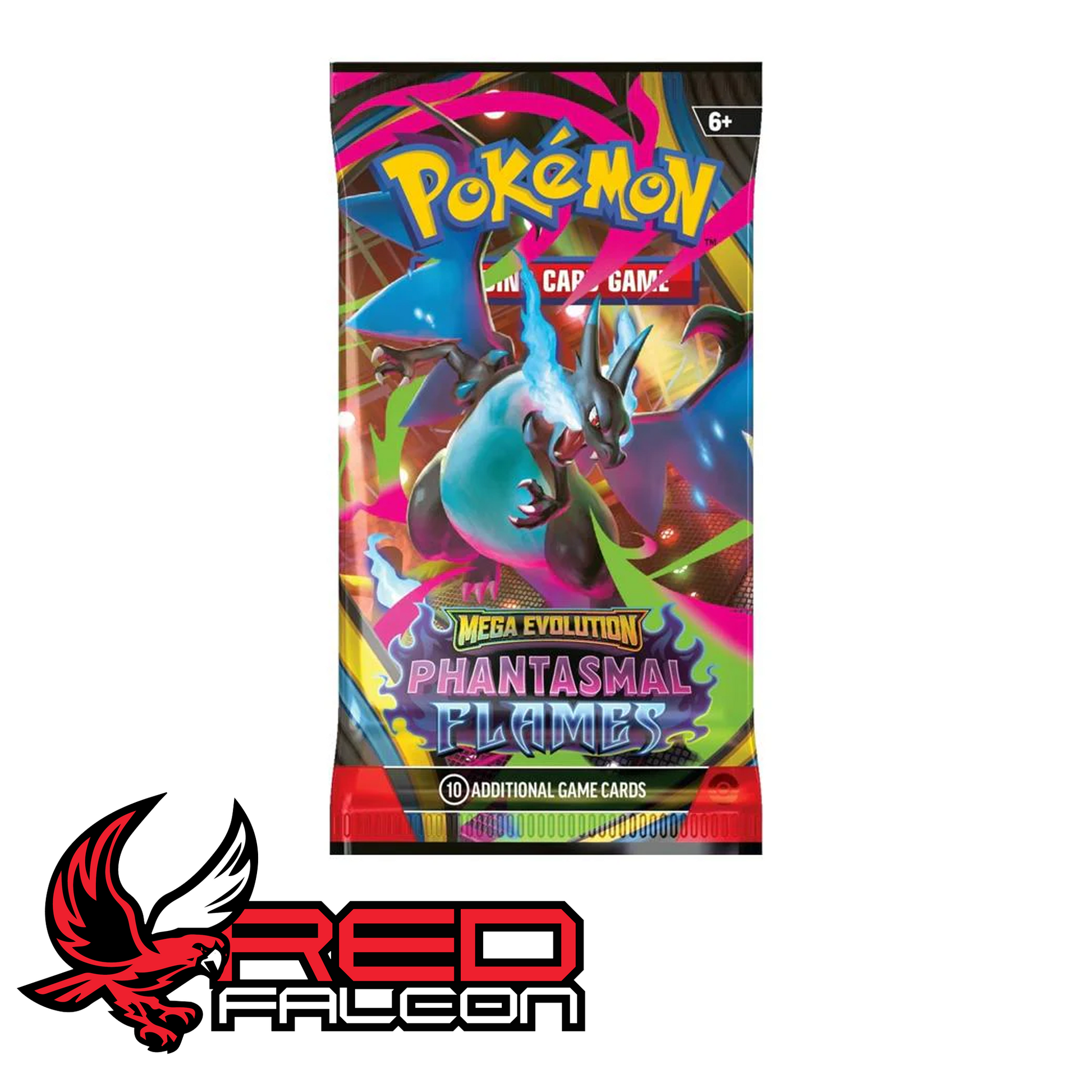 A single booster pack from the Mega Evolution – Phantasmal Flames expansion included in the collection.