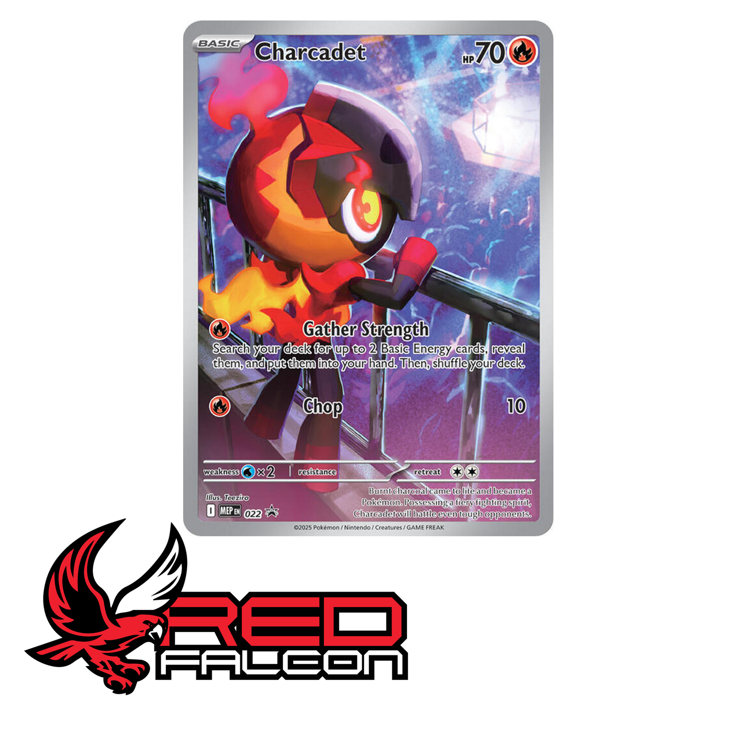 The exclusive full-art Charcadet foil promo card included in the Phantasmal Flames Elite Trainer Box.
