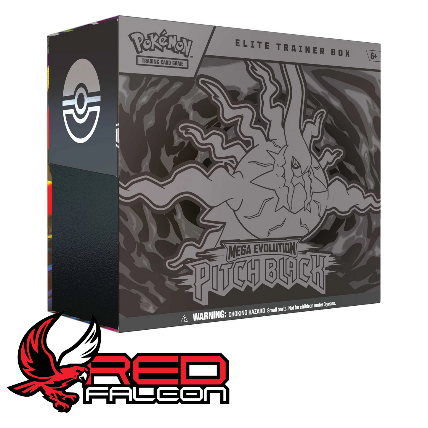 The front view of the official factory-sealed Pokémon TCG Pitch Black Elite Trainer Box.