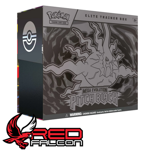 The front view of the official factory-sealed Pokémon TCG Pitch Black Elite Trainer Box.