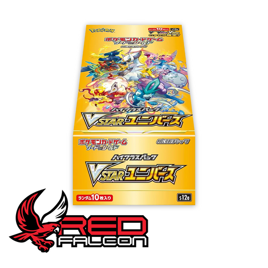 A factory-sealed VSTAR Universe booster box with original Japanese Pokémon Center shrink wrap for authenticity.