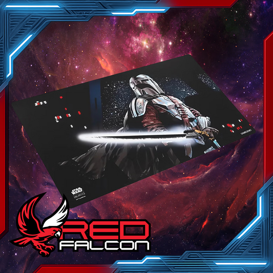 Star Wars: Unlimited Game Mat featuring Mandalorian artwork laid flat with playing surface