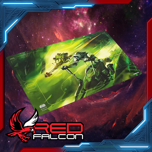 Star Wars: Unlimited Game Mat featuring Speeder Bike Chase design laid flat with defined card and play zones
