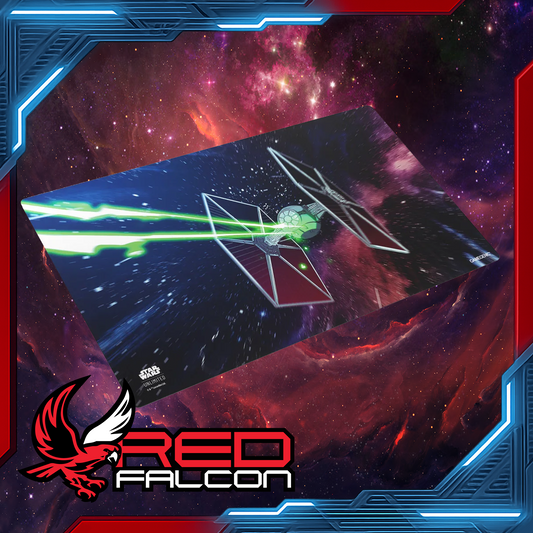 Star Wars: Unlimited Game Mat featuring a TIE Fighter design laid flat with card zones