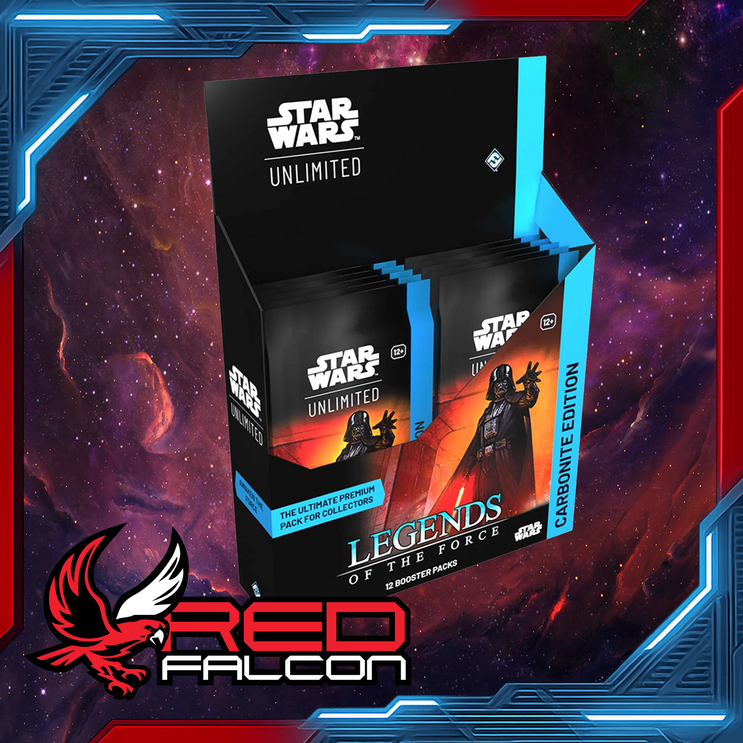 Star Wars Unlimited Legends of the Force Carbonite Booster Display with 12 premium packs