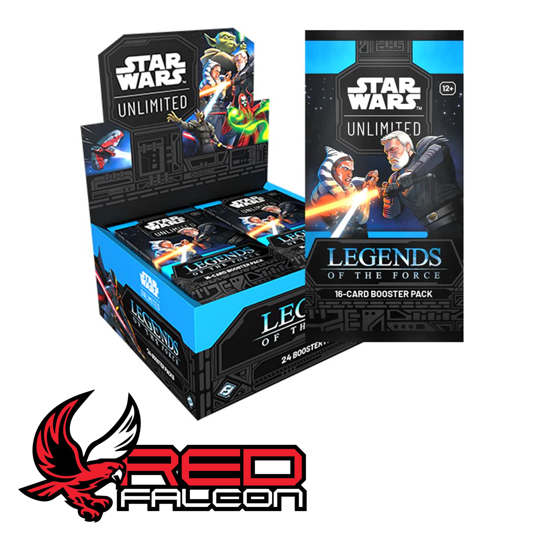A Legends of the Force booster box shown with an individual pack featuring the Mother Talzin artwork.