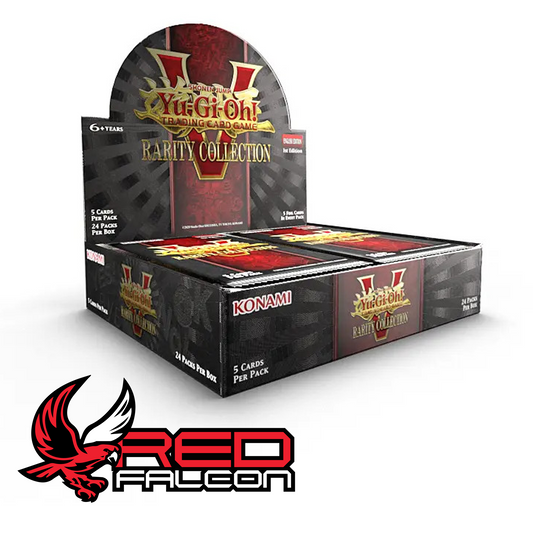 A display of the Yu-Gi-Oh! Rarity Collection V booster box featuring the 25th Anniversary branding.