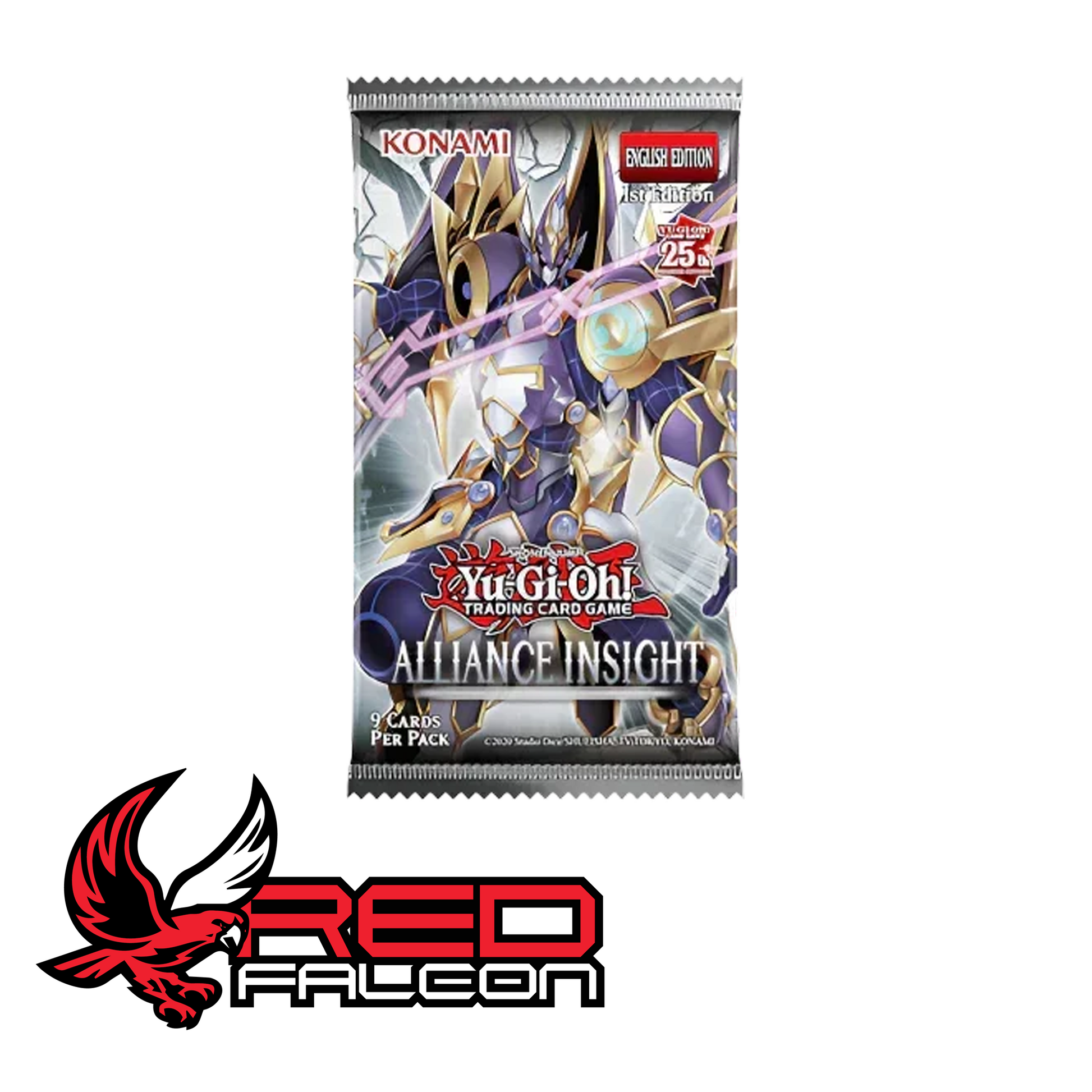 A single individual booster pack of Yu-Gi-Oh! TCG Alliance Insight featuring the set's flagship monster artwork.