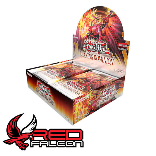 A factory-sealed 24-pack booster box of Yu-Gi-Oh! Blazing Dominion with the Konami logo plastic wrap.