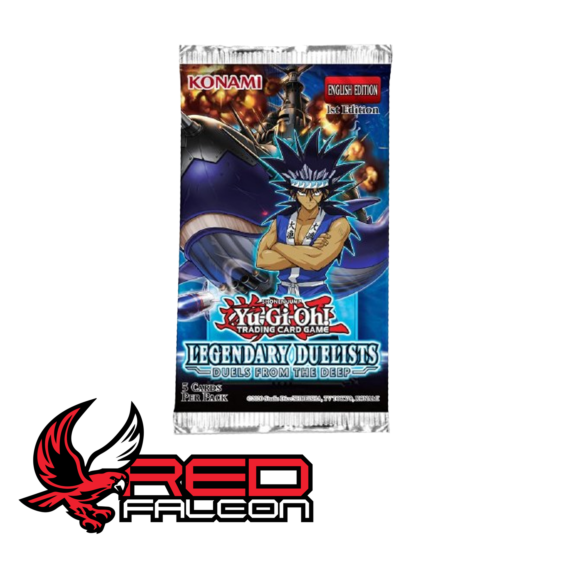 A single 5-card booster pack from the Legendary Duelists: Duels from the Deep expansion.