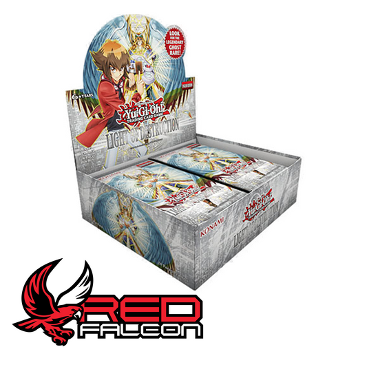 A full, factory-sealed display box of Yu-Gi-Oh! TCG Light of Destruction (LODT).
